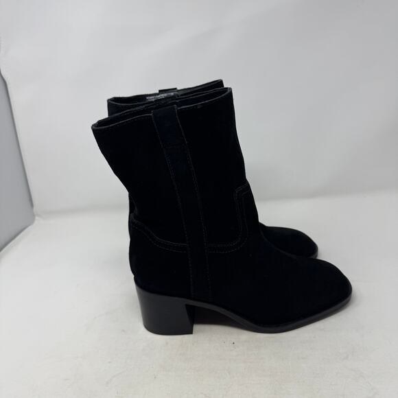 Steve Madden Black Suede Romney Mid Heel Boots Women’s 7.5 - Picture 4 of 11